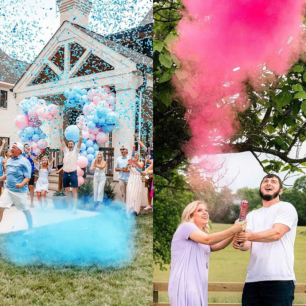 Gender Reveal Powder Cannons - 2 Pink 2 Blue pack