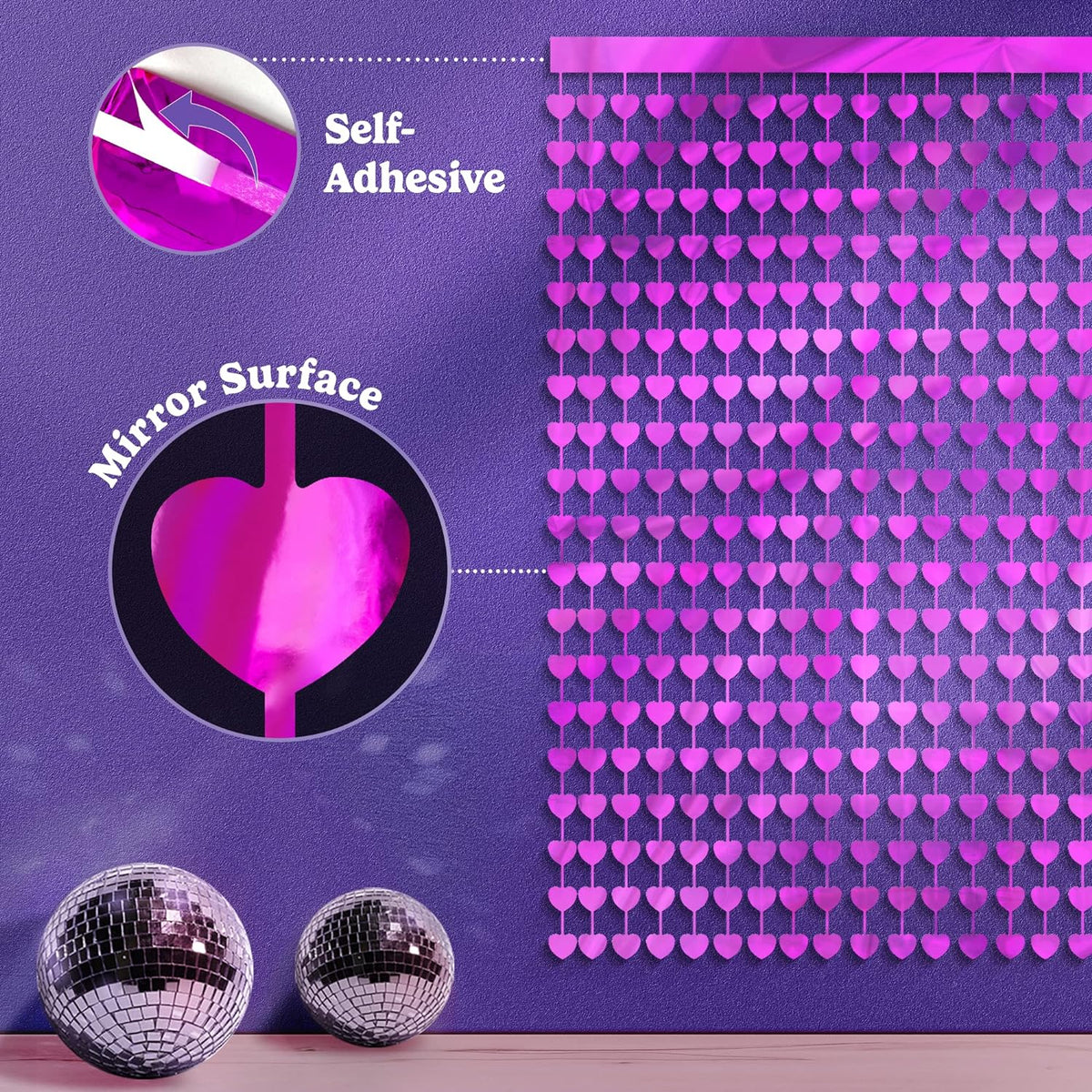 Heart Foil Curtain (Pink)