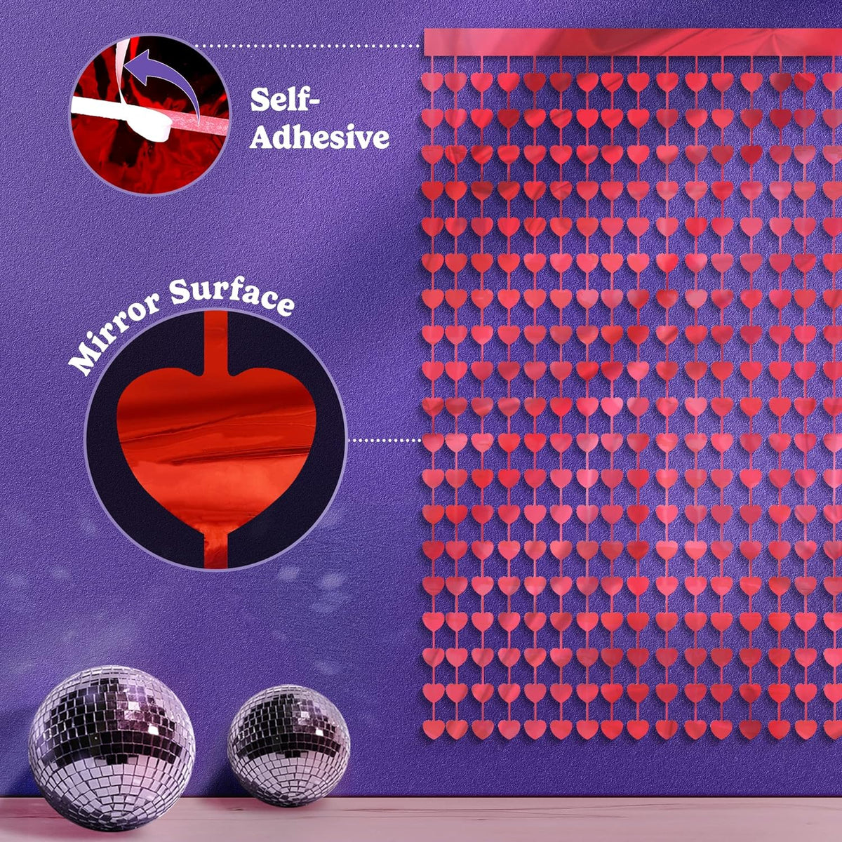 Heart Foil Curtain (Red)