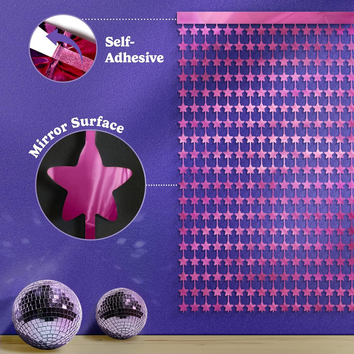 Star Foil Curtain (Pink)
