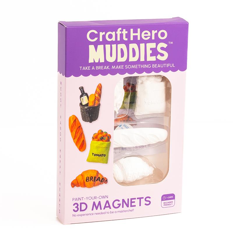 Craft Hero Muddies™ Paint - Your - Own Foodie Fridge Magnets – Fun DIY Kit for All Ages