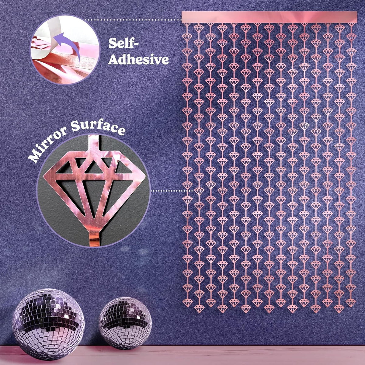 Diamond Foil Curtain (Rose Gold)