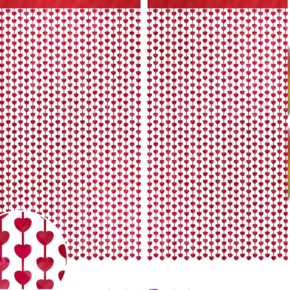 Heart Foil Curtain (Red)