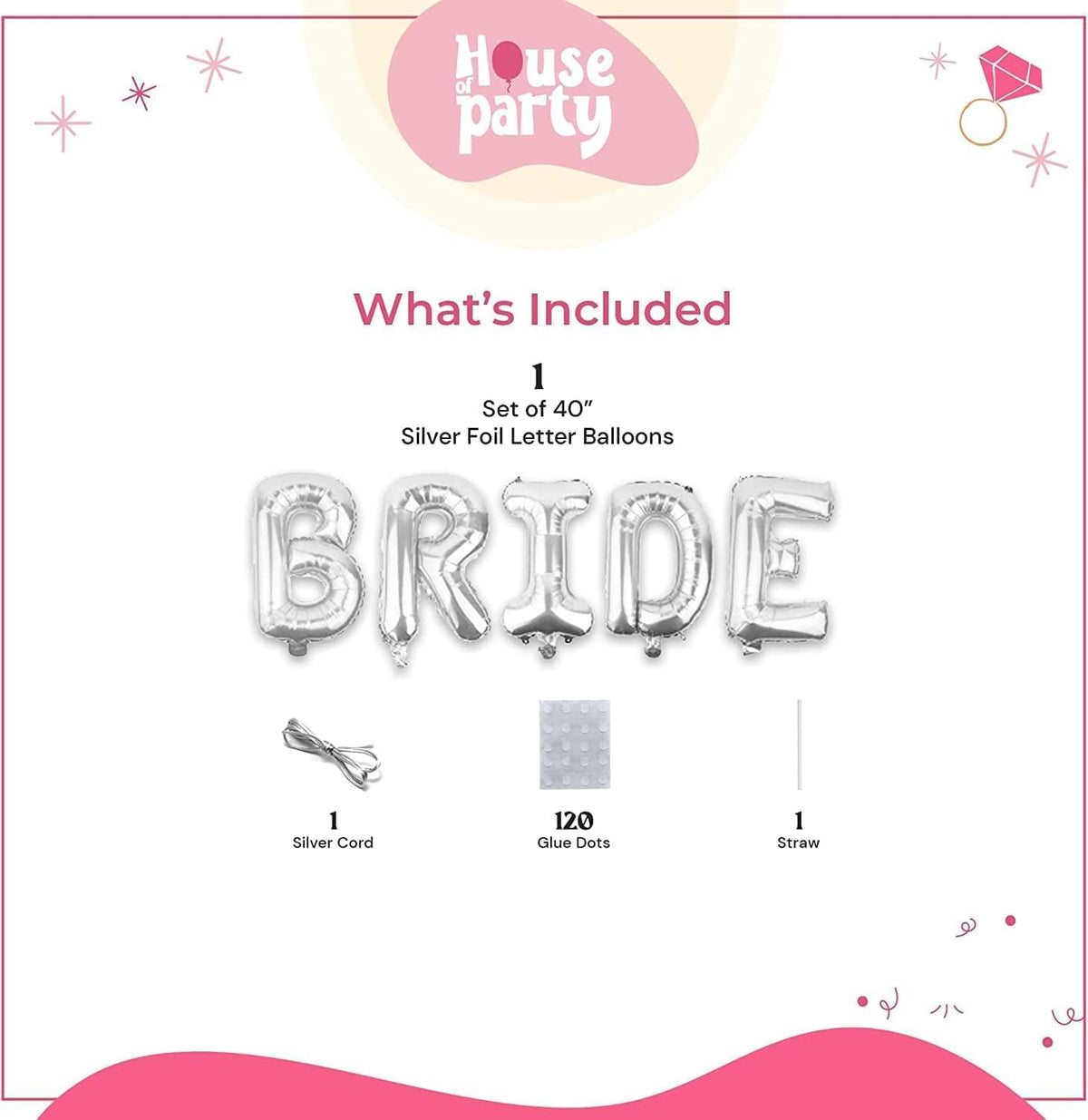 Bride Balloons - Silver (40 Inch) by House of Party