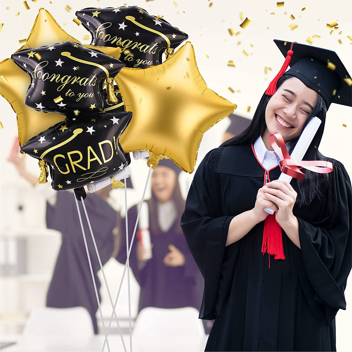 Graduation Foil Balloons 5 Pcs - House of Party