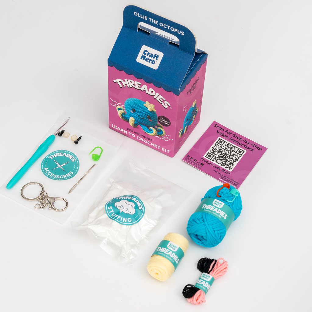 Craft Hero Threadies - Crochet Learning Kit - Ollie the O