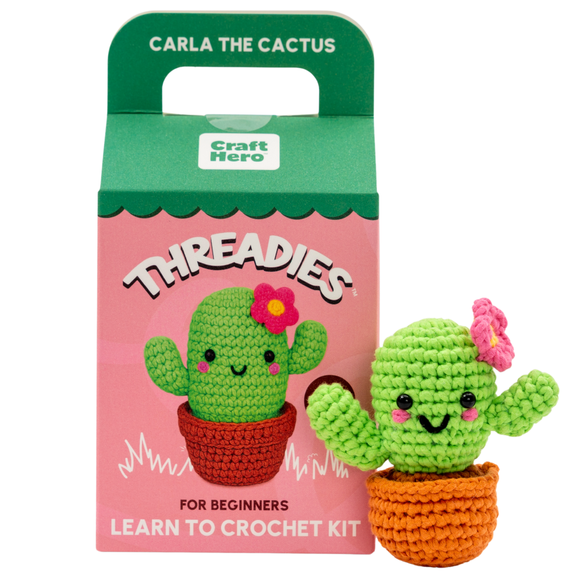 Craft Hero Threadies - Crochet Learning Kit - Carla the Cactus by House of Party