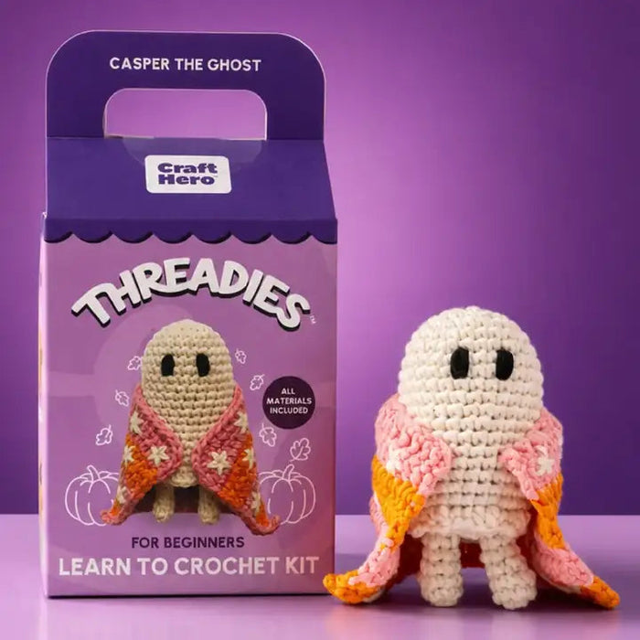 Craft Hero Threadies - Crochet Learning Kit - Casper the Ghost