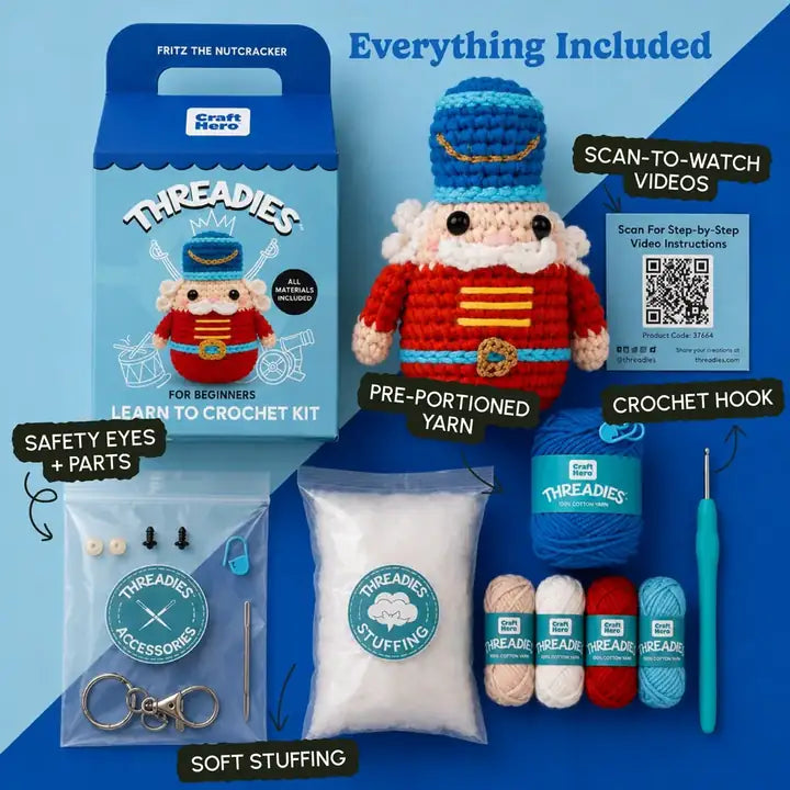 Craft Hero Threadies - Crochet Learning Kit - Fritz the Nutcracker