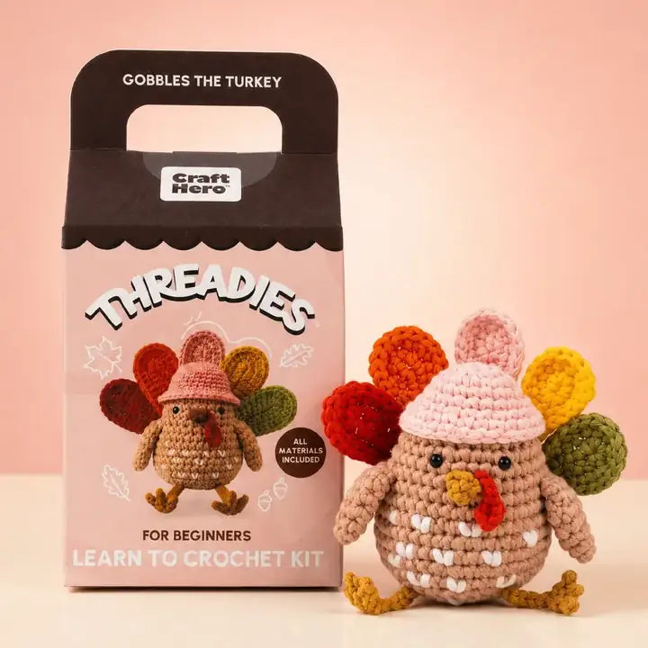 Craft Hero Threadies - Crochet Learning Kit - Gobbles the Turkey