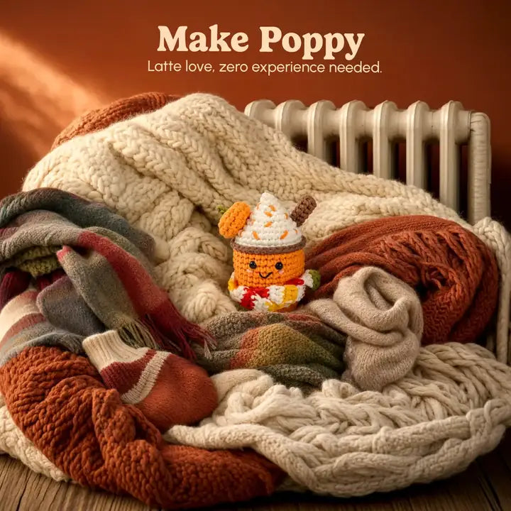 Craft Hero Threadies - Crochet Learning Kit - Poppy the Pumpkin Latte