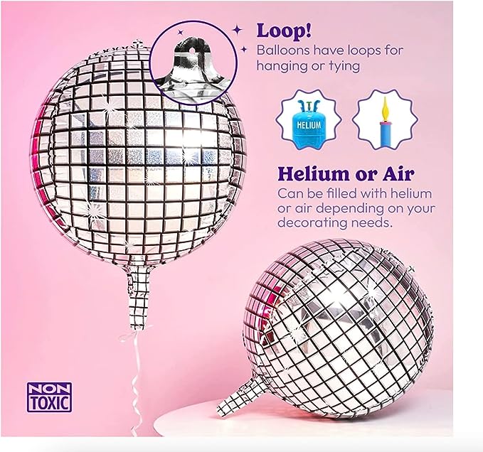 Disco Ball Balloons, Foil Balloons, Sphere Balloons