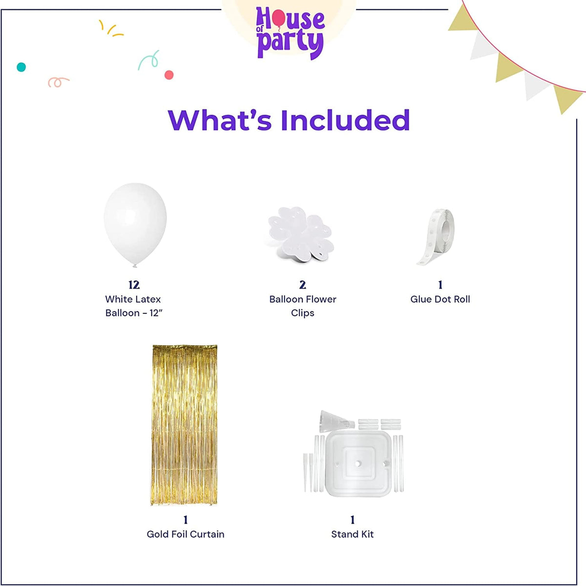 DIY Balloon Topiary Stand - Balloon Holder with Balloons - White/Gold - House of Party