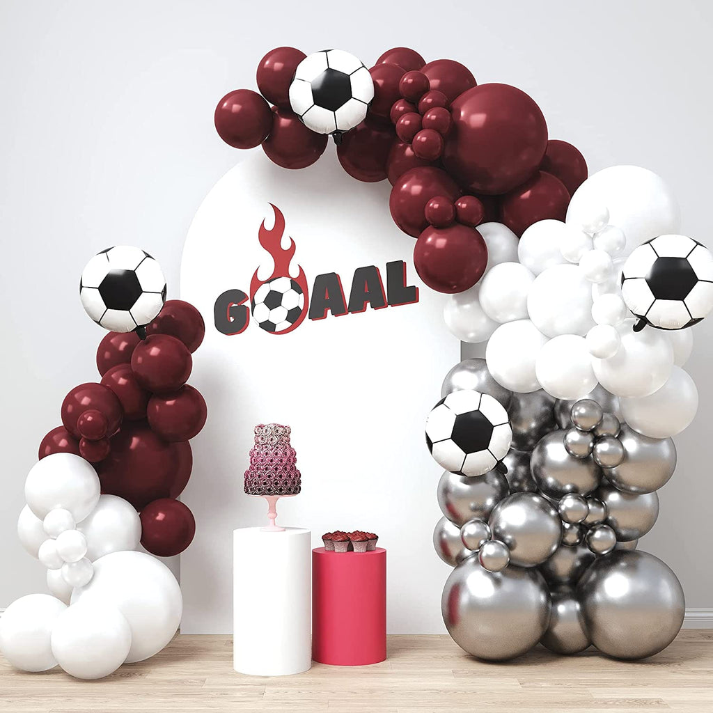 Red and White Soccer Balloons Garland - 140Pcs - House of Party