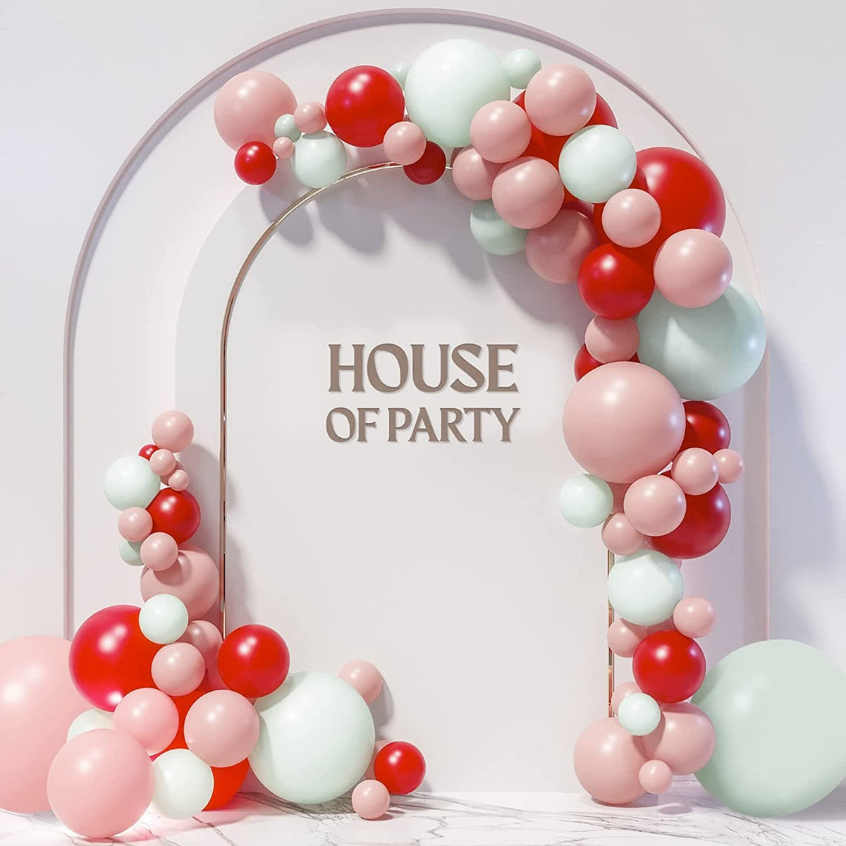 Pink Mint Red Balloon Garland Kit (120 PCS) by House of Party