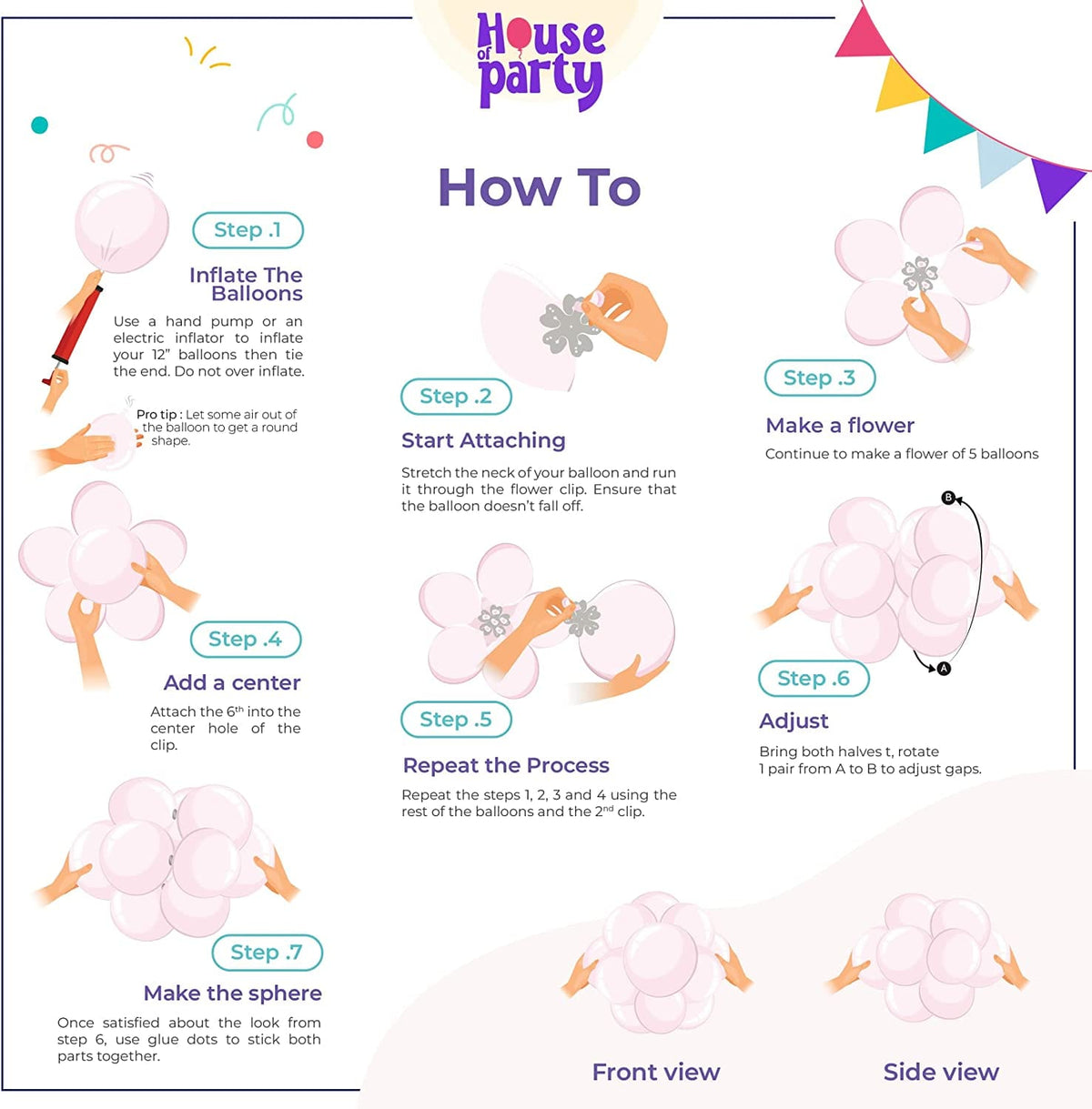 DIY Balloon Topiary Stand - Balloon Holder with Balloons - Baby Blue - House of Party