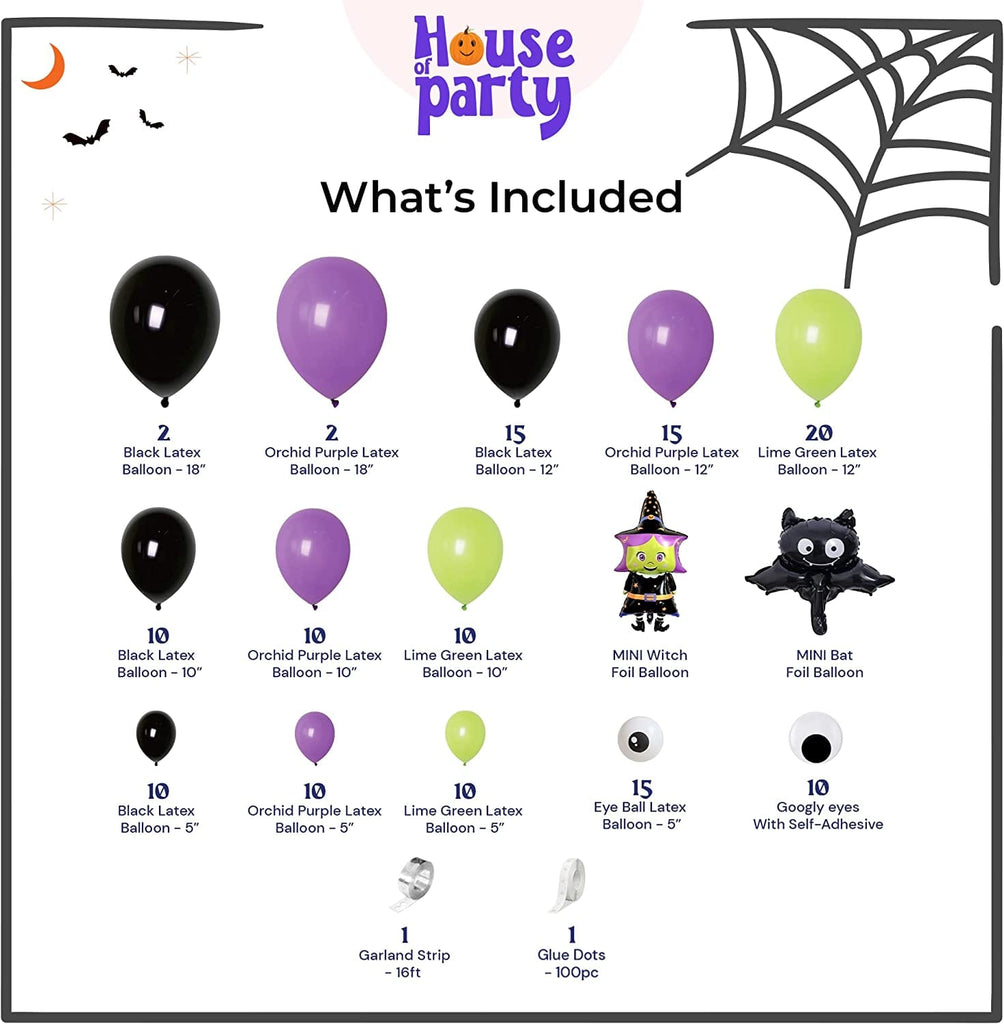 Witchy Halloween Balloon Arch Kit - 140 Pcs - House of Party