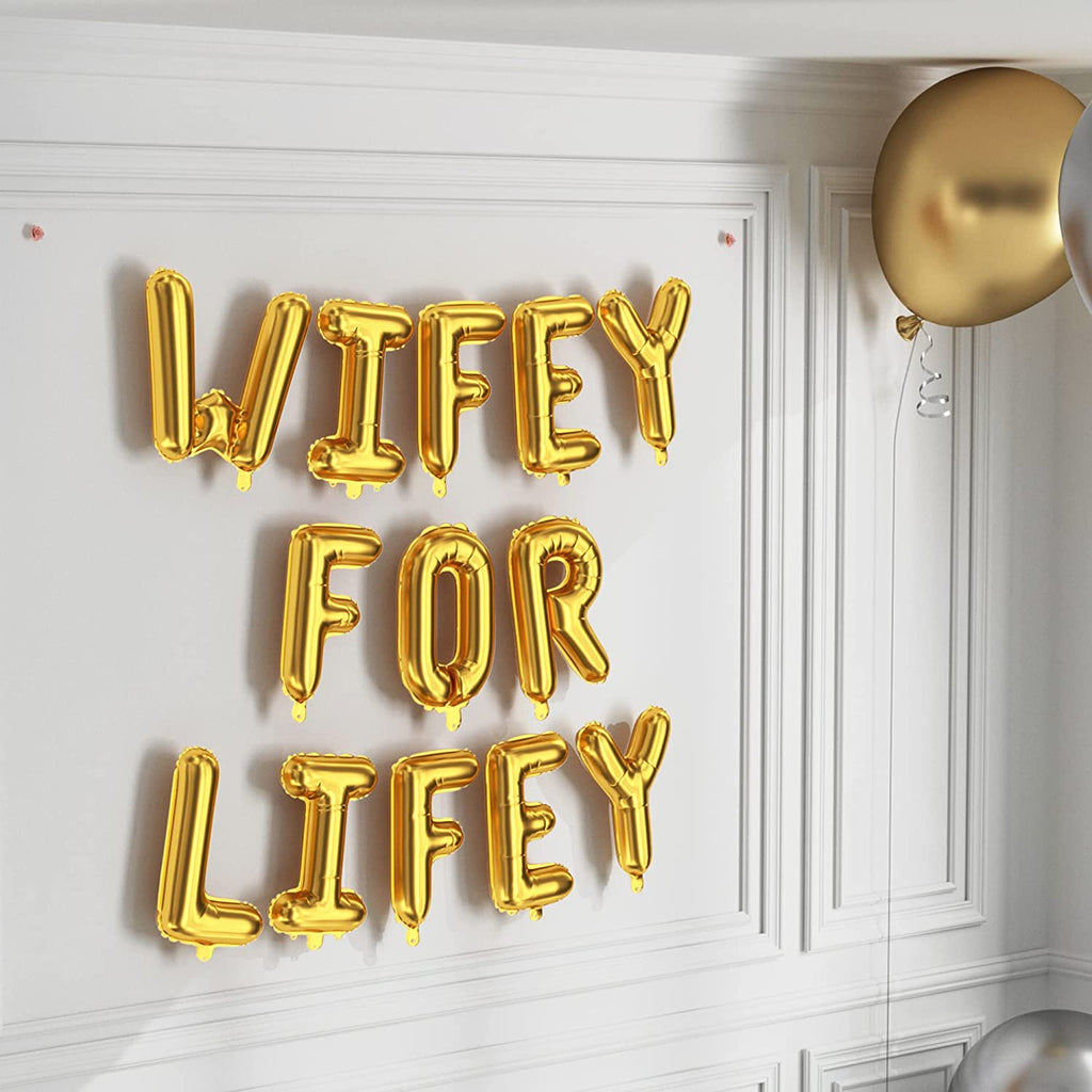 Wifey for Lifey Balloons - Gold (40 Inch) - House of Party