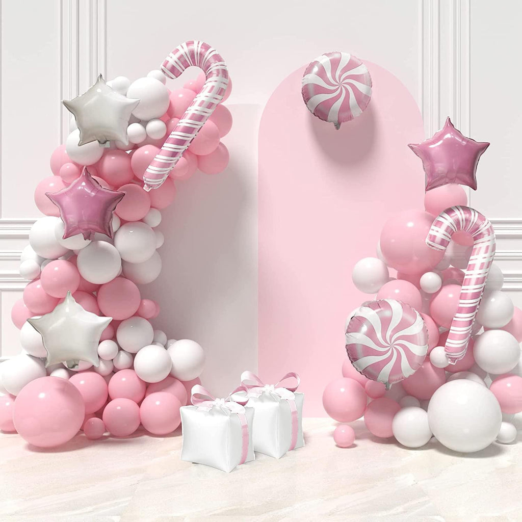 Christmas Balloon Arch Garland Kit - Pink and White Balloons