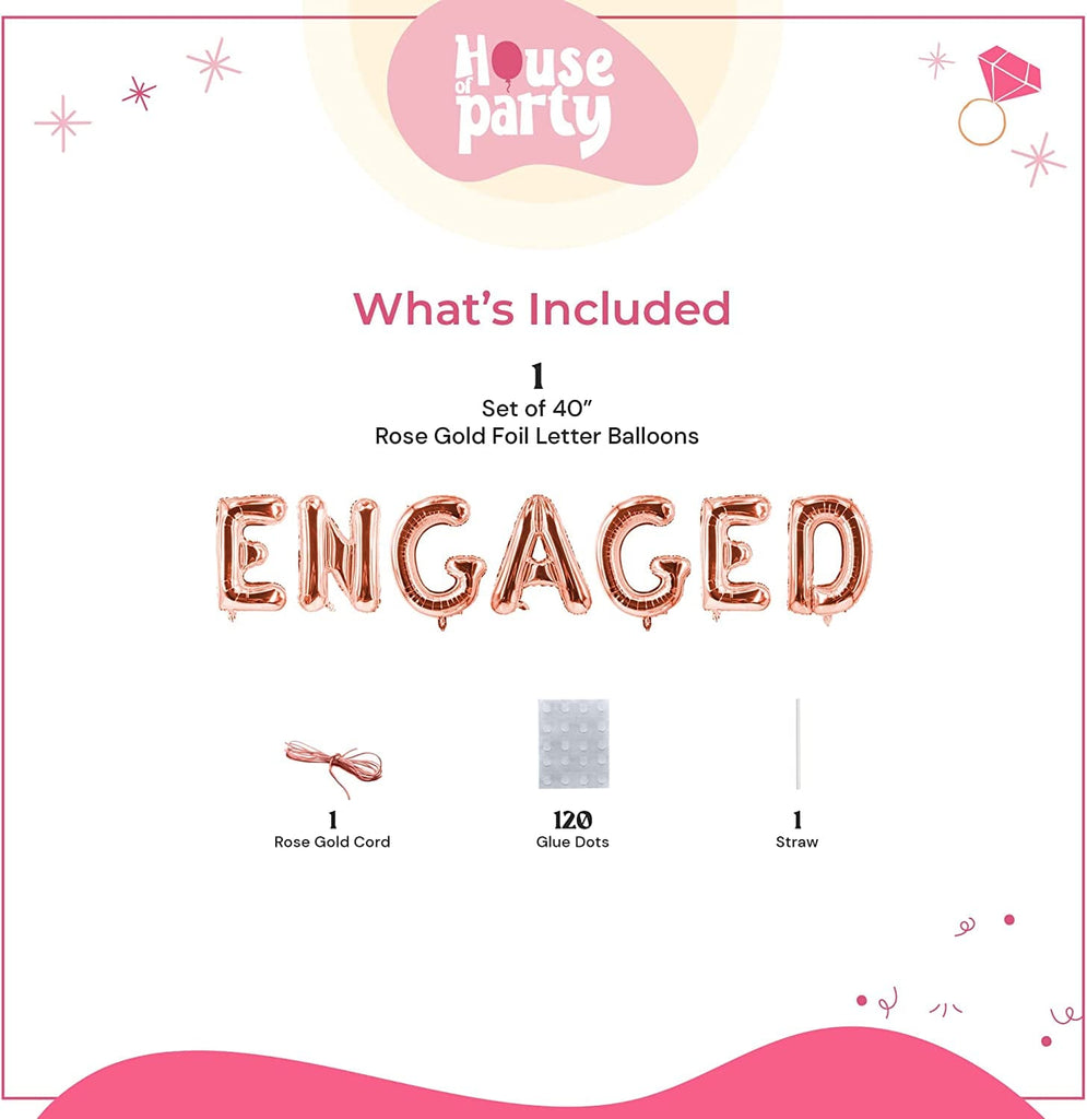Engagement Balloons Rose Gold - 40 Inch - House of Party