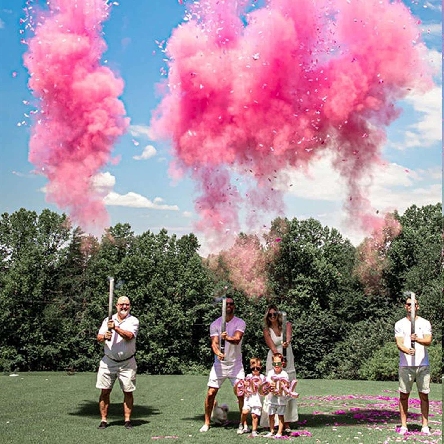 18 Pink Gender Reveal Powder & Confetti Cannons