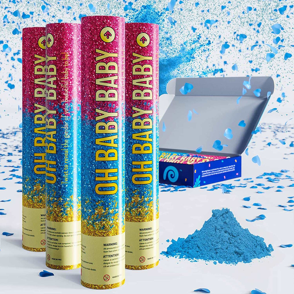 Gender Reveal Powder Cannons- 4 Blue
