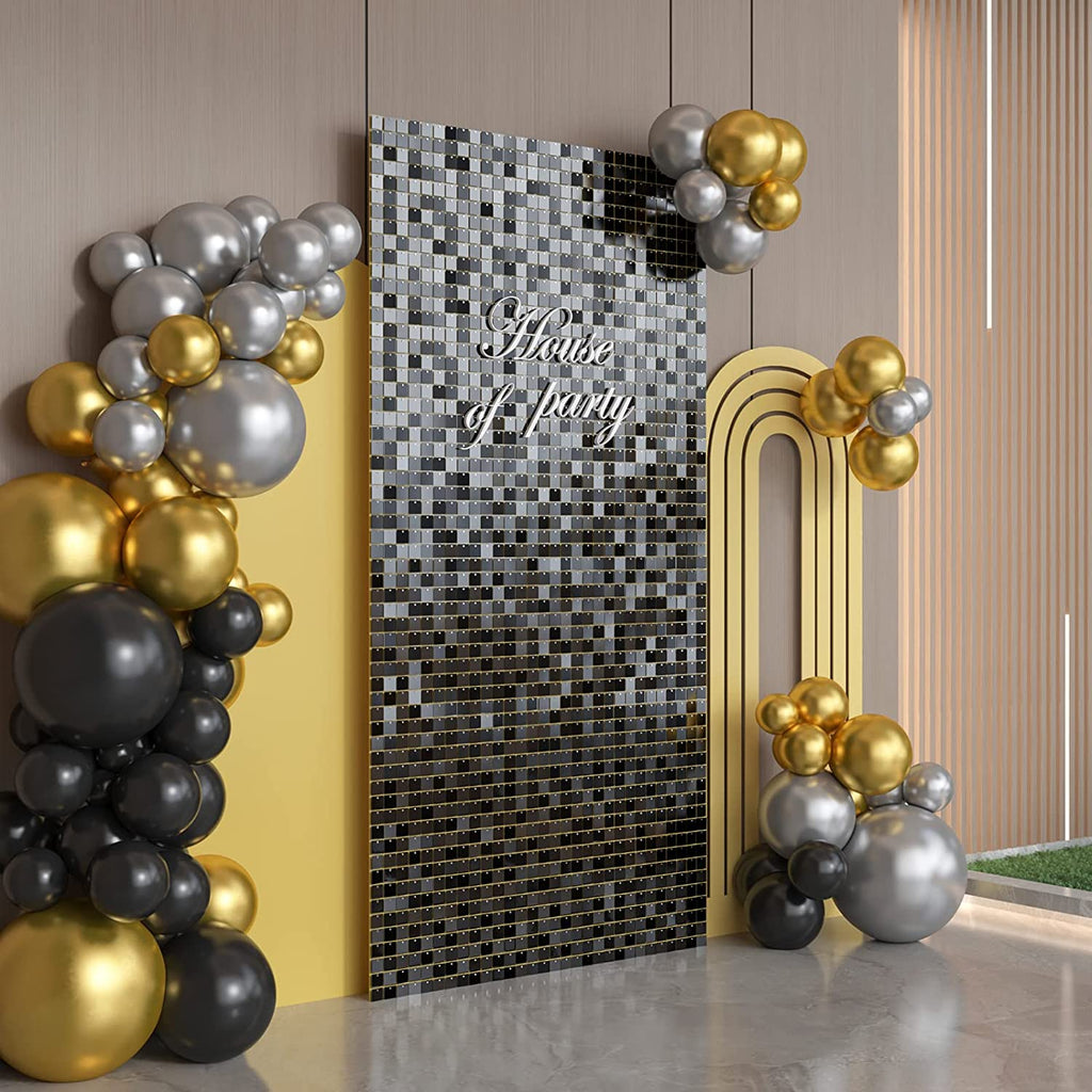 Black Square Sequin Shimmer Wall Panels (Pack of 18) | Shimmer Clip System