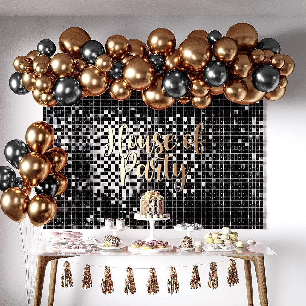 Black Square Sequin Shimmer Wall Panels Pack of 18 