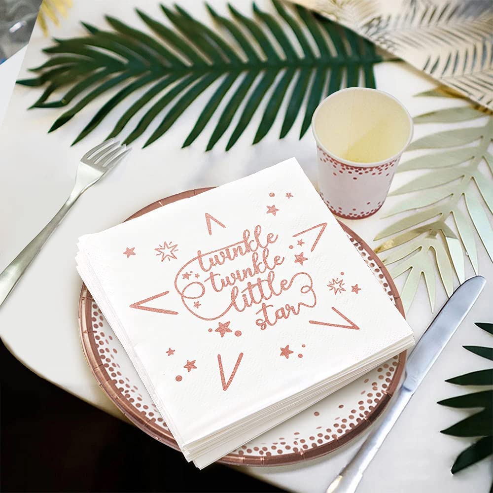 Rose Gold Twinkle Twinkle Little Star Napkins by House of Party